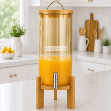21 Inch Borosilicate Glass Juice Dispenser with Bamboo Stand BS147(10)