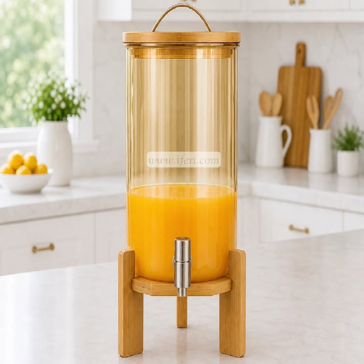 21 Inch Borosilicate Glass Juice Dispenser with Bamboo Stand BS147(10)