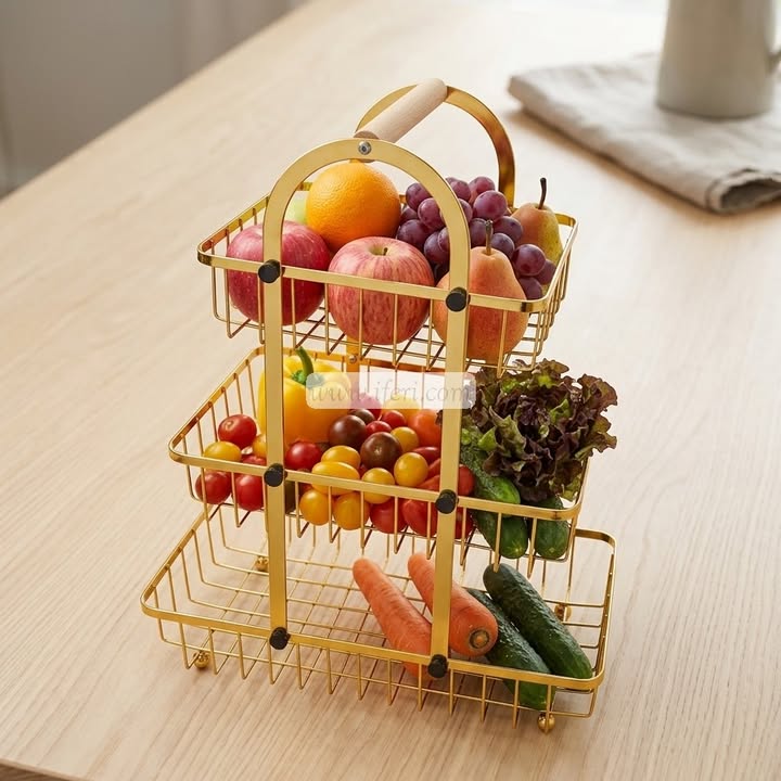 3 Tier Metal Fruit Basket, Multifunctional Storage Basket TG10895