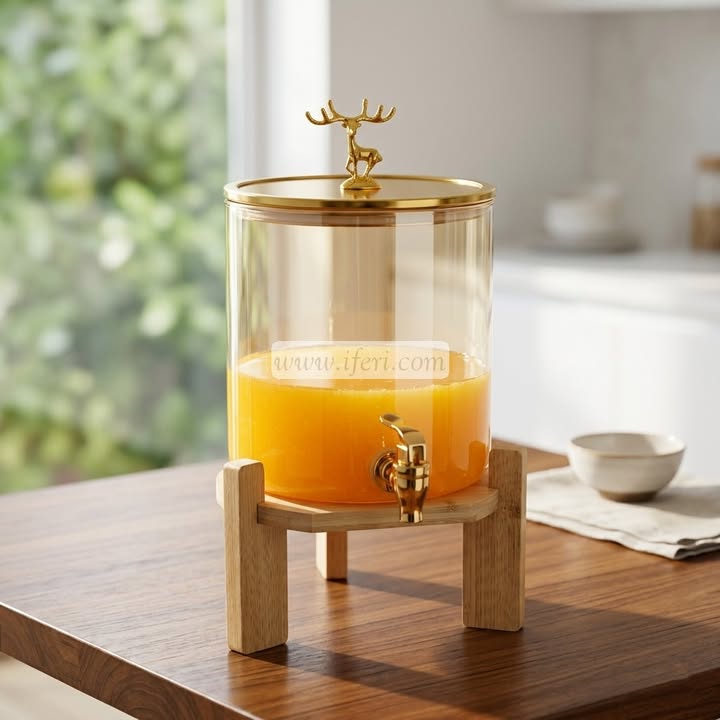 13 Inch Borosilicate Glass Juice Dispenser with Bamboo Stand BS133(5)