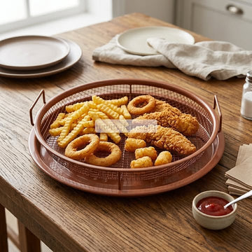 13 Inch Metal Oil Drainer Basket and Tray for Oven TG10896