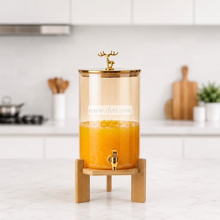 16.5 Inch Borosilicate Glass Juice Dispenser with Bamboo Stand BS134(8.)