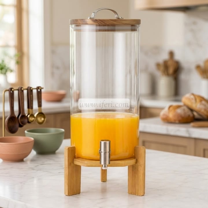 21 Inch Borosilicate Glass Juice Dispenser with Bamboo Stand BS138(10)