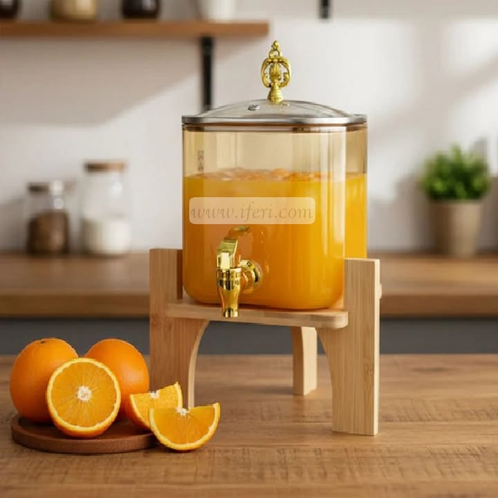 11 Inch Borosilicate Glass Juice Dispenser with Bamboo Stand BS140(5.5)