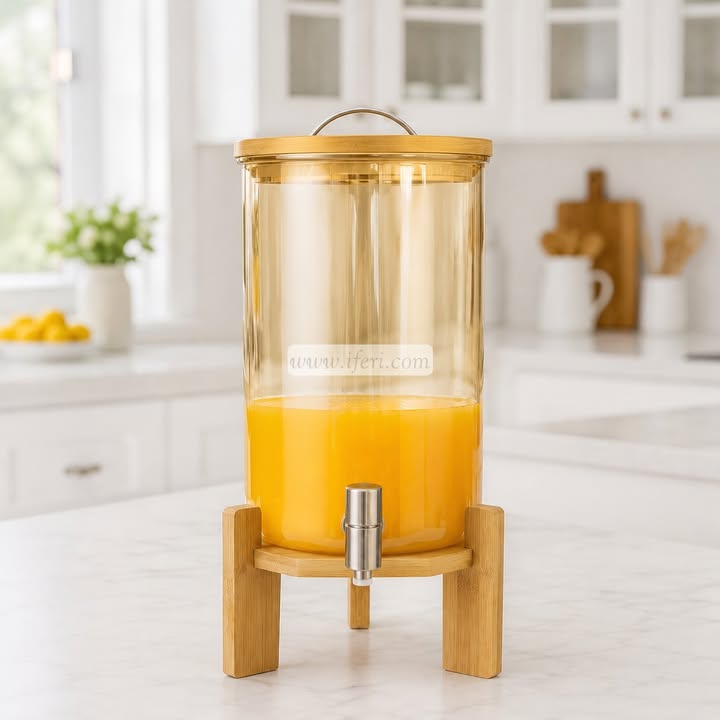 17 Inch Borosilicate Glass Juice Dispenser with Bamboo Stand BS136(8.)