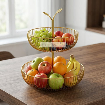 2 Tier Metal Fruit Basket, Multifunctional Storage Basket TG10893