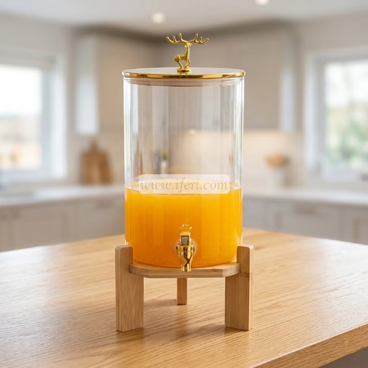 16.5 Inch Borosilicate Glass Juice Dispenser with Bamboo Stand BS135(8.)