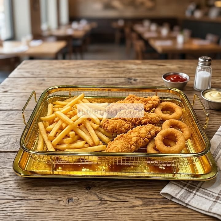 12 Inch Metal Oil Drainer Basket and Tray for Oven RY36671