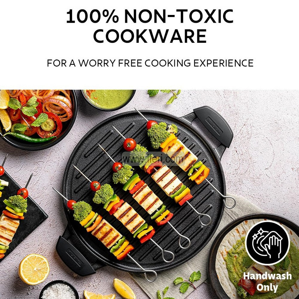 30cm Tramontina Titanex Cast Iron 2 in 1 Reversible Grill Pan, Griddle, Dosa Tawa ALM6961