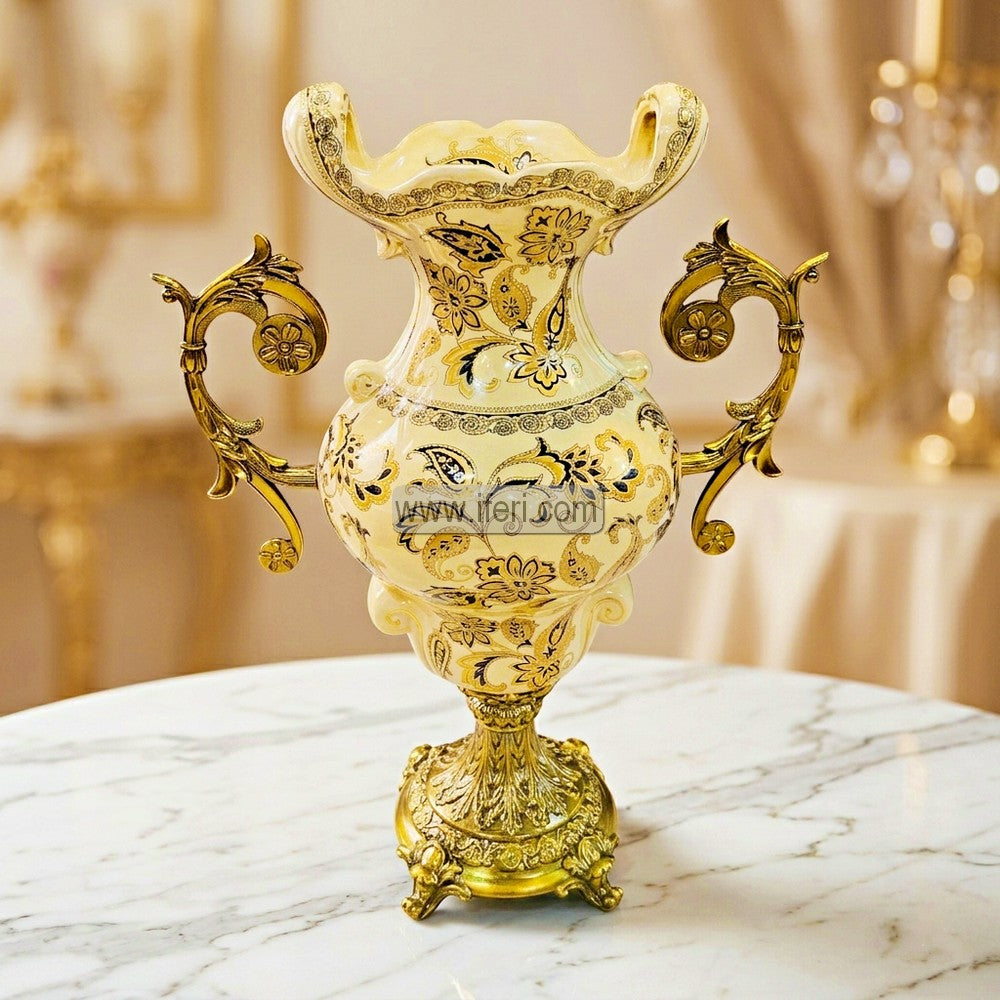 17 Inch Exclusive Ceramic Vase with Metal Base RY3566