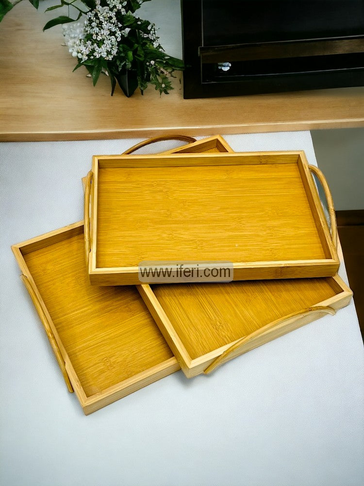3 Pcs Bamboo Serving Tray with Handle FH2364