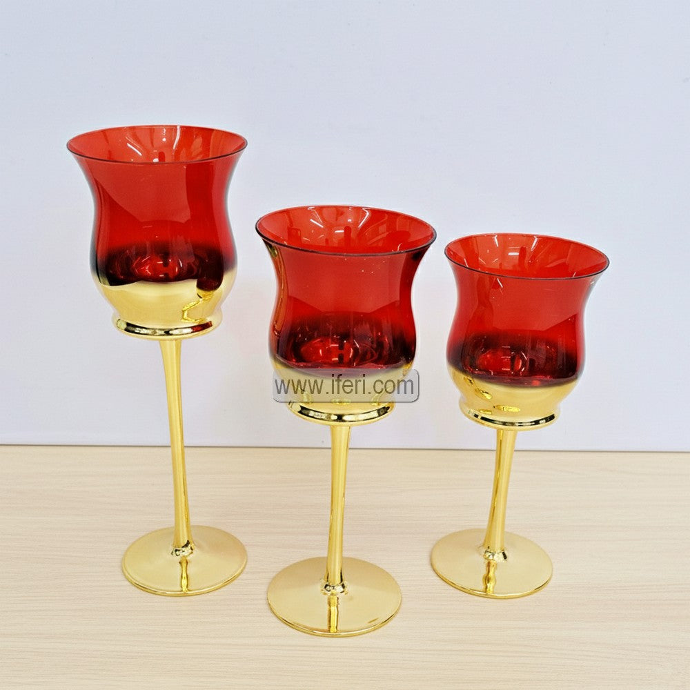 3 Pcs Glass Candle Stand Showpiece IQ117