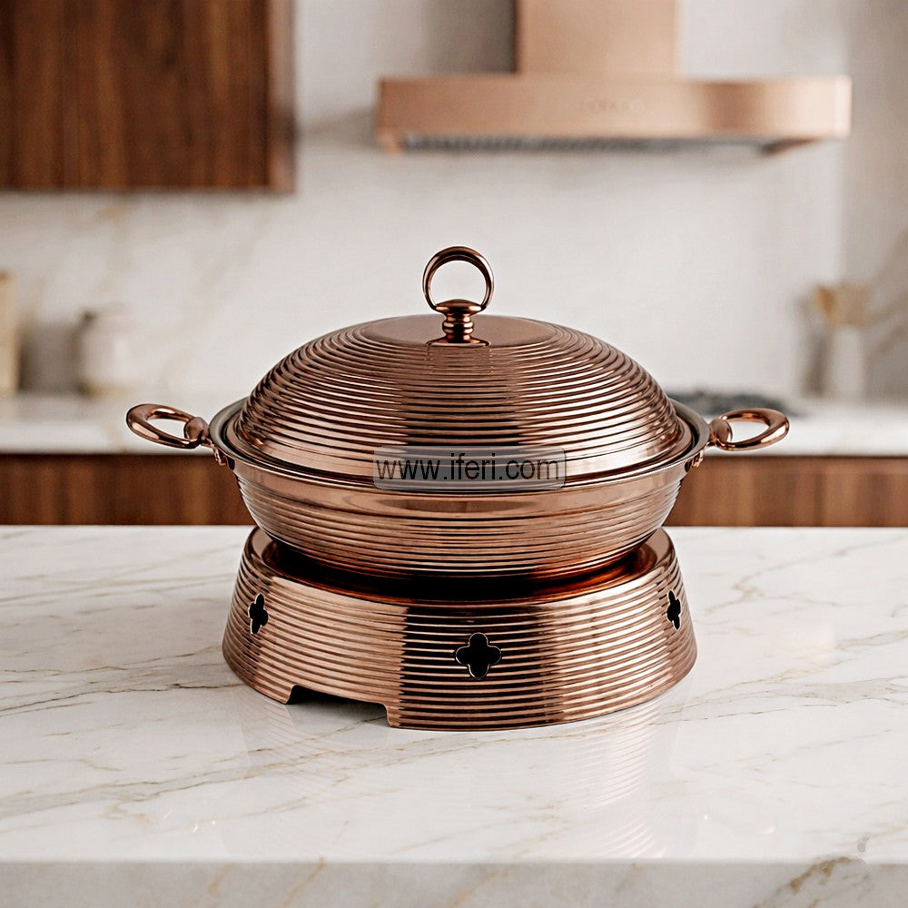 6 Liter Stainless Steel Exclusive Copper Chafing Dish Food Warmer with Lid AZM007