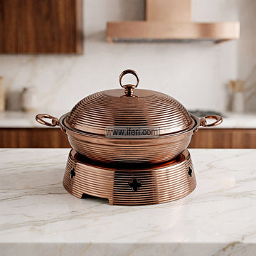 6 Liter Stainless Steel Exclusive Copper Chafing Dish Food Warmer with Lid AZM007