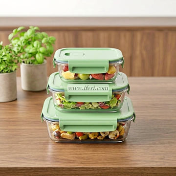 3 Pcs Oven Proof Glass Food Container Set RY36680
