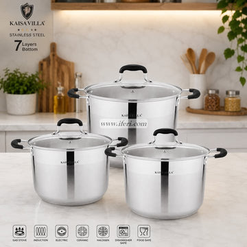 3 Pcs Kaisa Villa Stainless Steel Cookware Set with Lid KV-1903