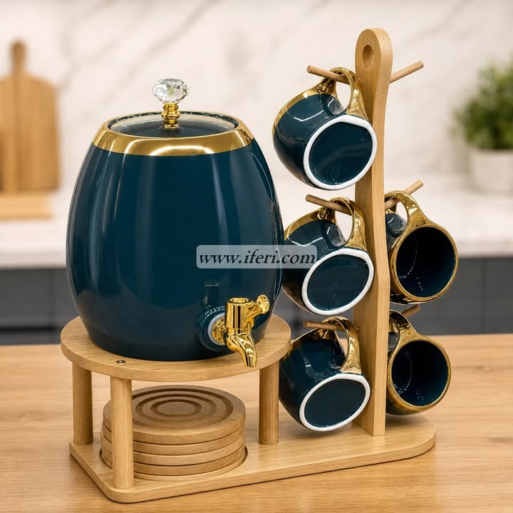 Ceramic Juice Dispenser with Bamboo Stand NW5003