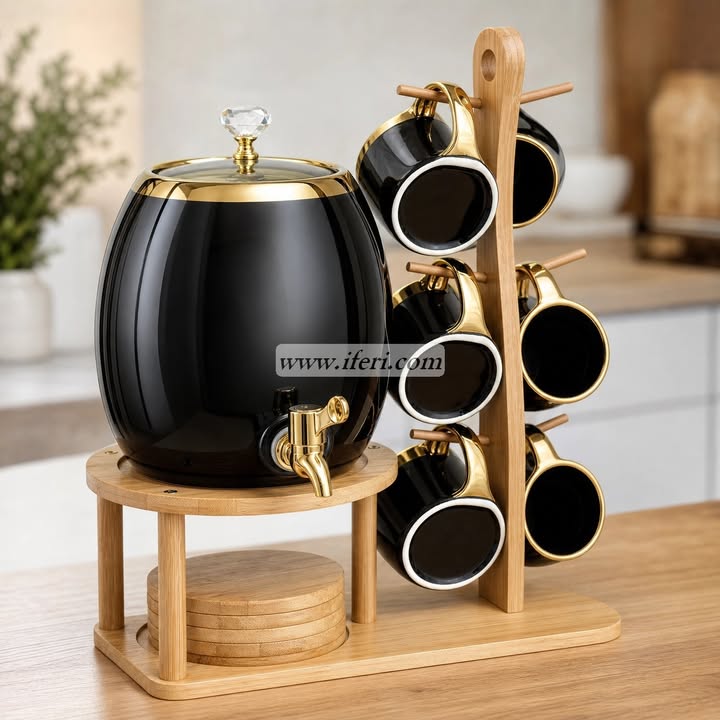 Ceramic Juice Dispenser with Bamboo Stand NW5002