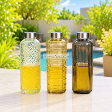 3 Pcs Glass Juice Bottle, Milk Bottle RH0606