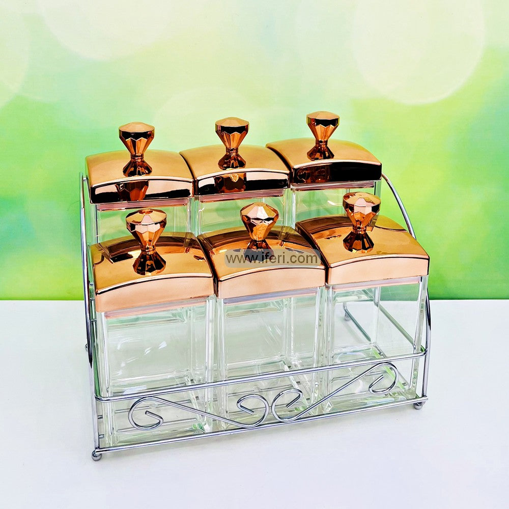 6 Pcs Acrylic Spice Jar Set with Stand TG10701
