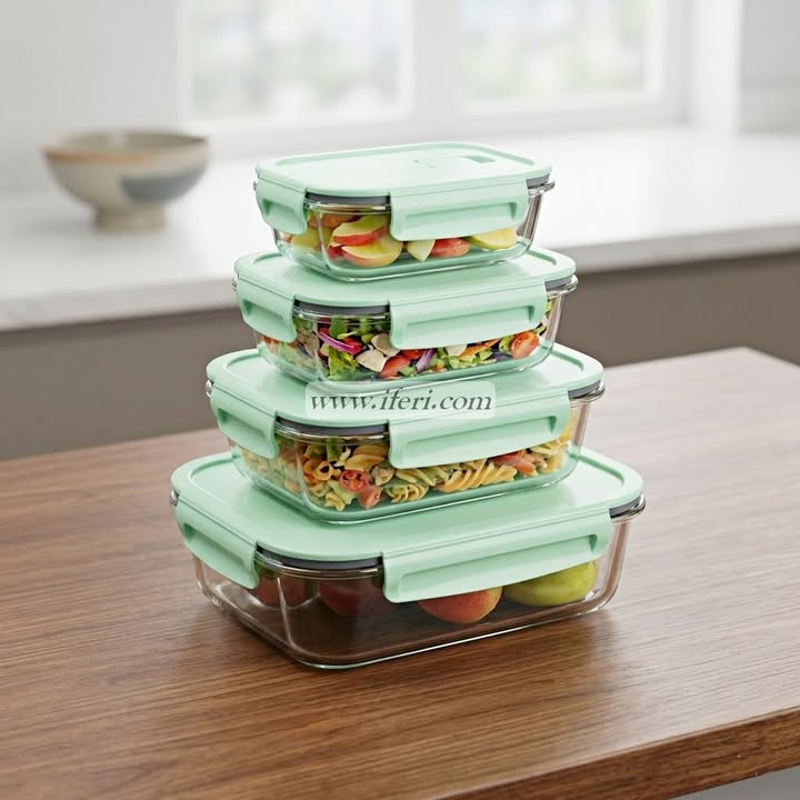 4 Pcs Oven Proof Glass Food Container Set RY36682