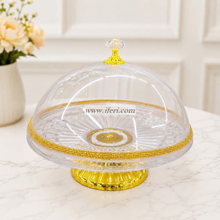 12 Inch Revolving Acrylic Cake, Dessert, Appetizer Serving Stand with Lid RH0611