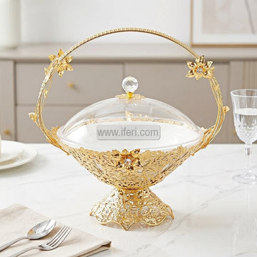 13.5 Inch Golden Chafing Dish/Dessert Serving Bowl with Lid RH0511