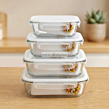 4 Pcs Oven Proof Glass Food Container Set RY36683