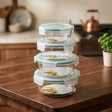 4 Pcs Oven Proof Glass Food Container Set RY36674