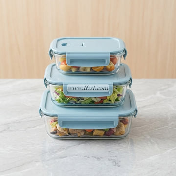 3 Pcs Oven Proof Glass Food Container Set RY36678
