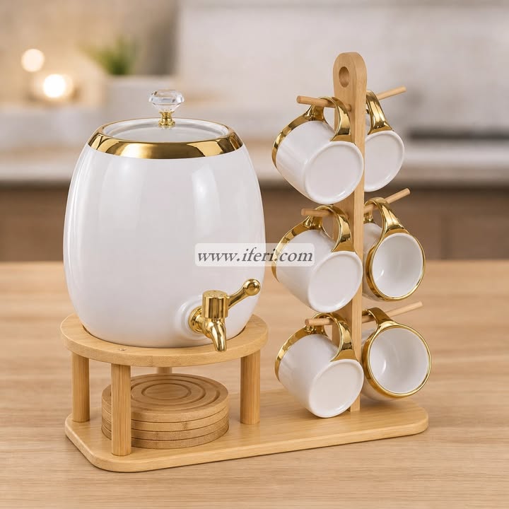 Ceramic Juice Dispenser with Bamboo Stand NW5001