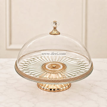 10 Inch Revolving Acrylic Cake, Dessert, Appetizer Serving Stand with Lid RH0609