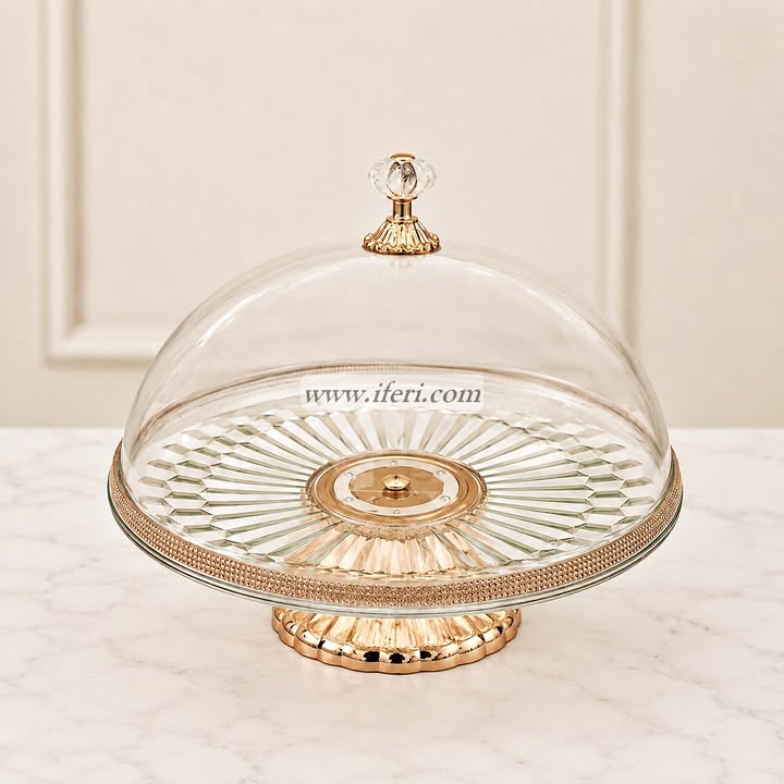 10 Inch Revolving Acrylic Cake, Dessert, Appetizer Serving Stand with Lid RH0609