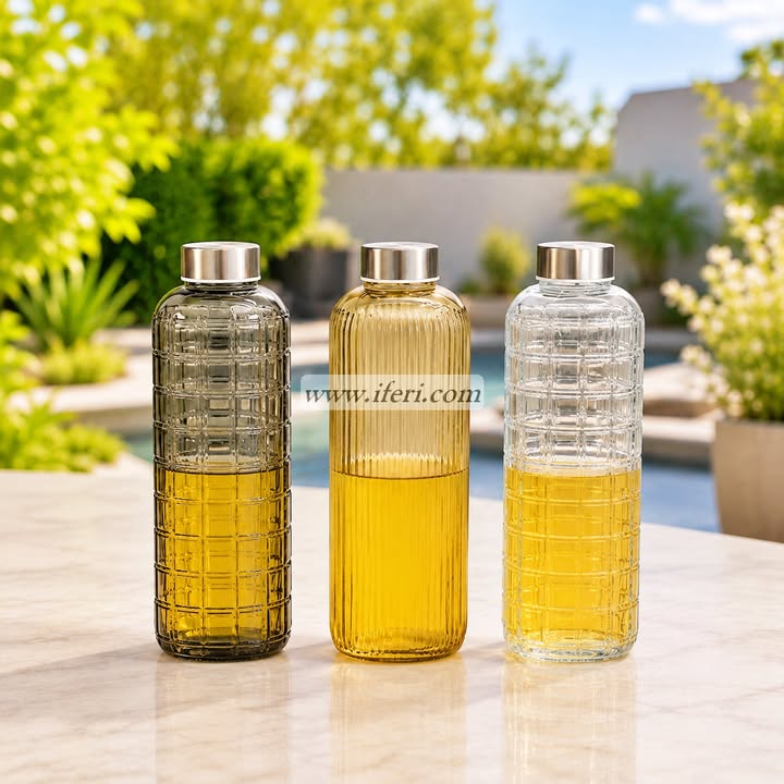 3 Pcs Glass Juice Bottle, Milk Bottle RH0607
