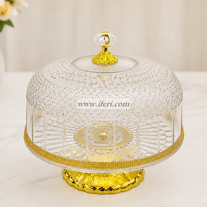 12 Inch Revolving Acrylic Cake, Dessert, Appetizer Serving Stand with Lid RH0608