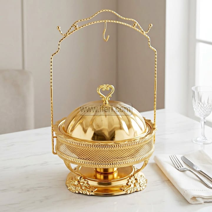 14 Inch Golden Chafing Dish Food Warmer with Lid RH0509