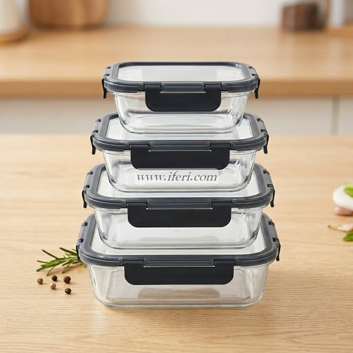 4 Pcs Oven Proof Glass Food Container Set RY36685