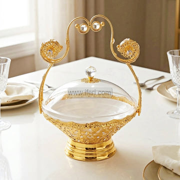 10 Inch Golden Chafing Dish/Dessert Serving Bowl with Lid RH0514