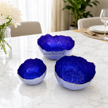 3 Pcs Exclusive Golden Rim Glass Serving Bowl Set RH0520