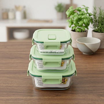 3 Pcs Oven Proof Glass Food Container Set RY36676