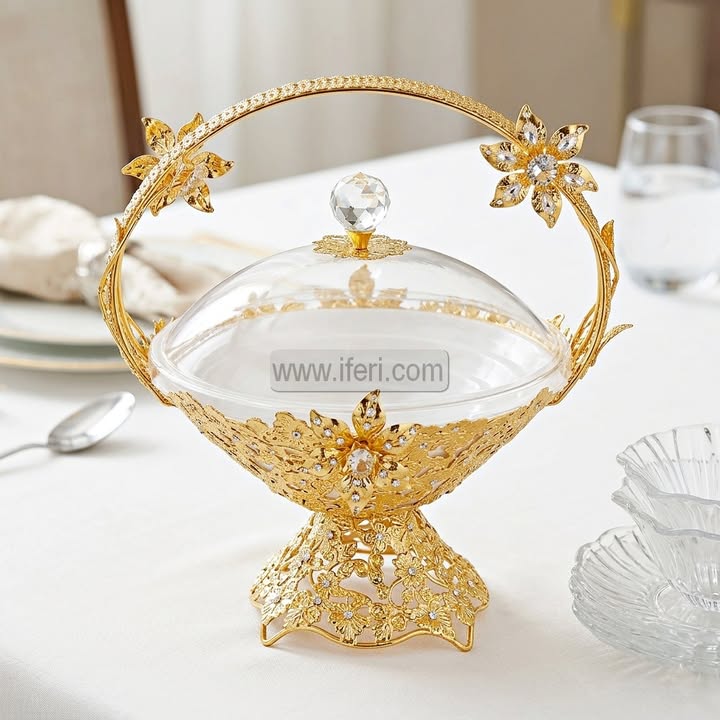 10.5 Inch Golden Chafing Dish/Dessert Serving Bowl with Lid RH0510