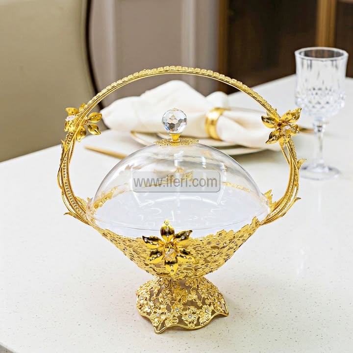 12.5 Inch Golden Chafing Dish/Dessert Serving Bowl with Lid RH0512