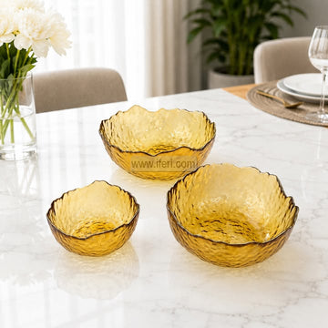 3 Pcs Exclusive Golden Rim Glass Serving Bowl Set RH0522