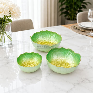 3 Pcs Exclusive Golden Rim Glass Serving Bowl Set RH0521