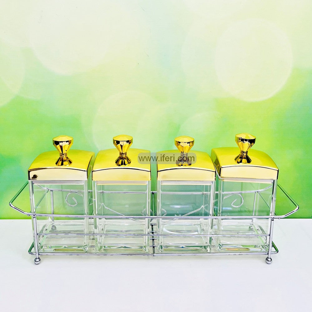 4 Pcs Acrylic Spice Jar Set with Stand TG10704