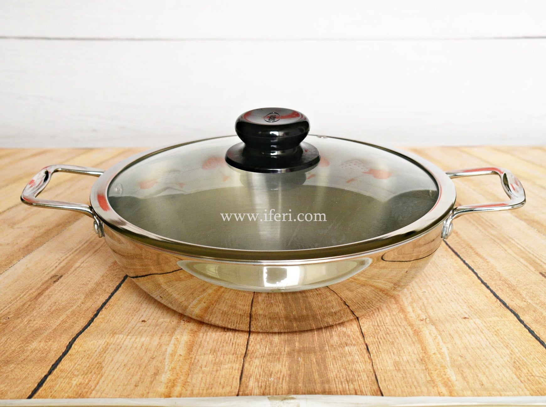 28 cm SKB Stainless Steel 3 layer Korai with Glass Lid SN0705