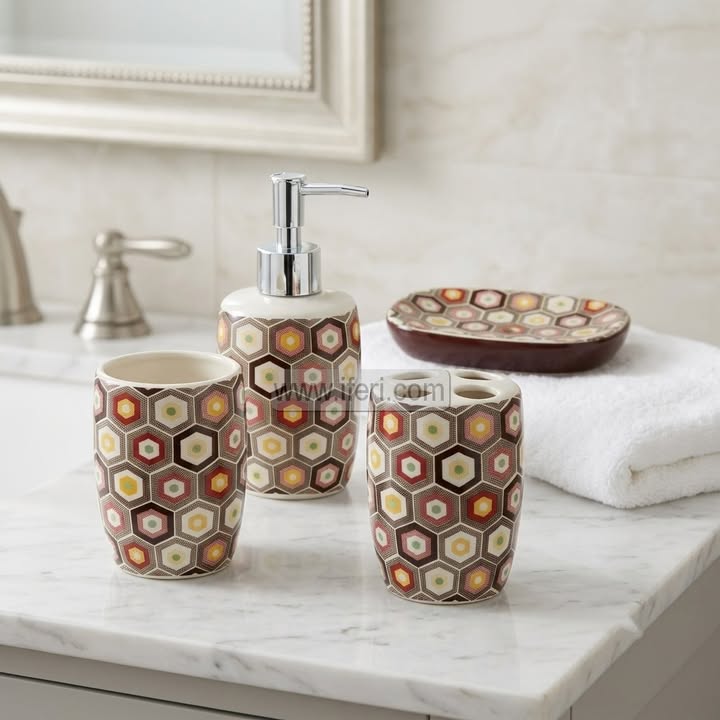 4 Pcs Ceramic Bathroom Soap Dispenser Set HR2520