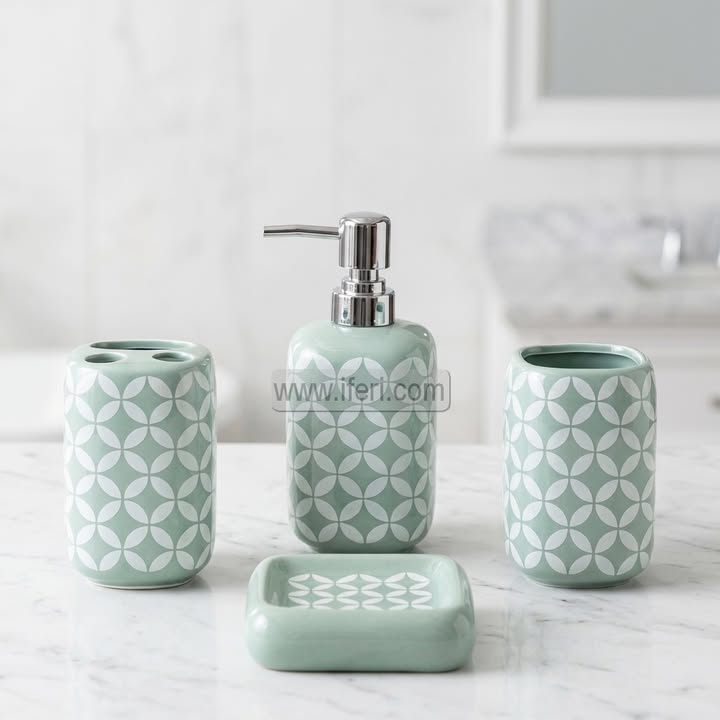 4 Pcs Ceramic Bathroom Soap Dispenser Set HR2526