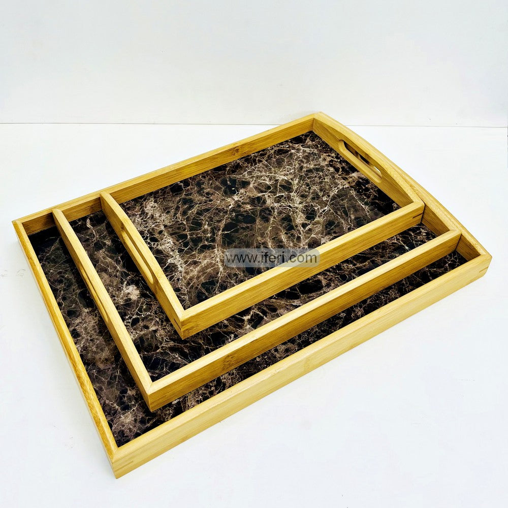 3 Pcs Exclusive Bamboo Serving Tray Set TG10714