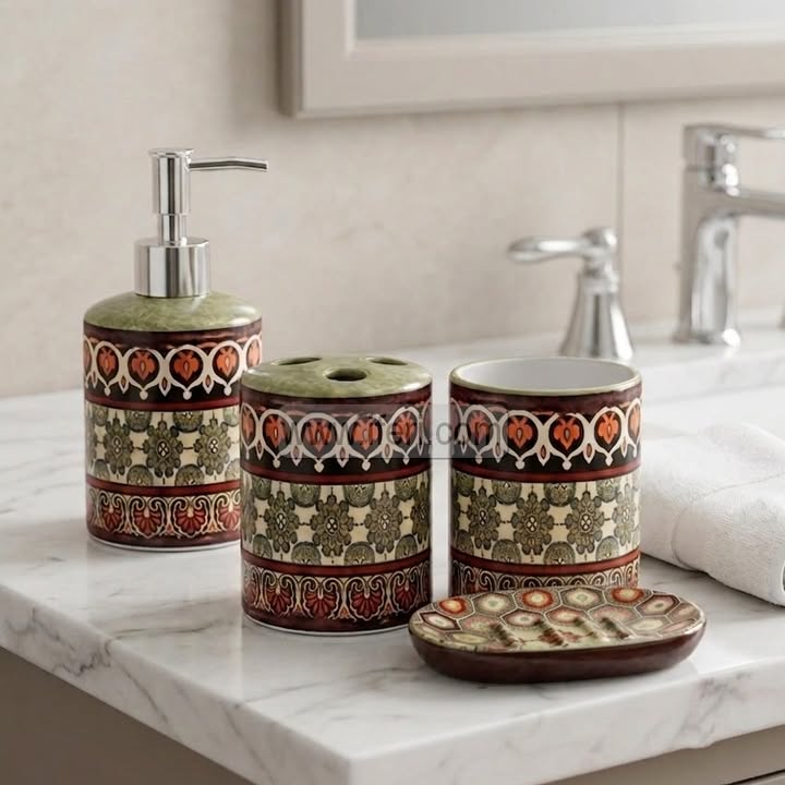 4 Pcs Ceramic Bathroom Soap Dispenser Set HR2521